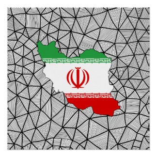 Póster Para los niños: Bandera creativa de Irán con mapa