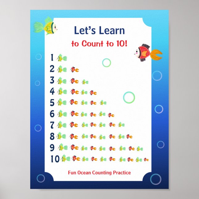 Póster para niños: Aprendamos a contar hasta 10 (Frente)