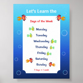 Póster para niños: Aprendamos los días de la seman