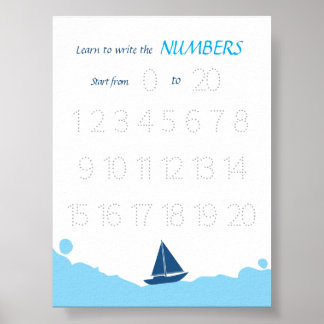 Póster para niños para aprender a escribir números