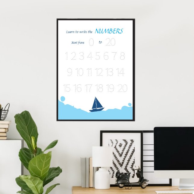 Póster para niños para aprender a escribir números (Subido por el creador)