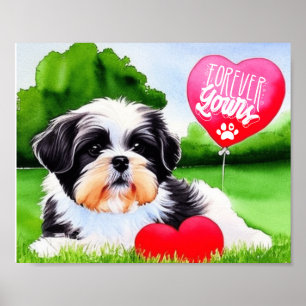 Póster Para siempre acuarela Shih Tzu