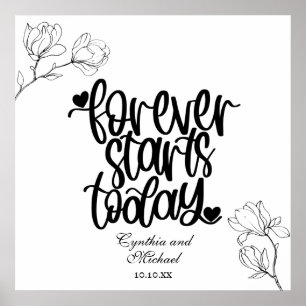 Póster Para siempre empieza hoy Magnolia Line Art