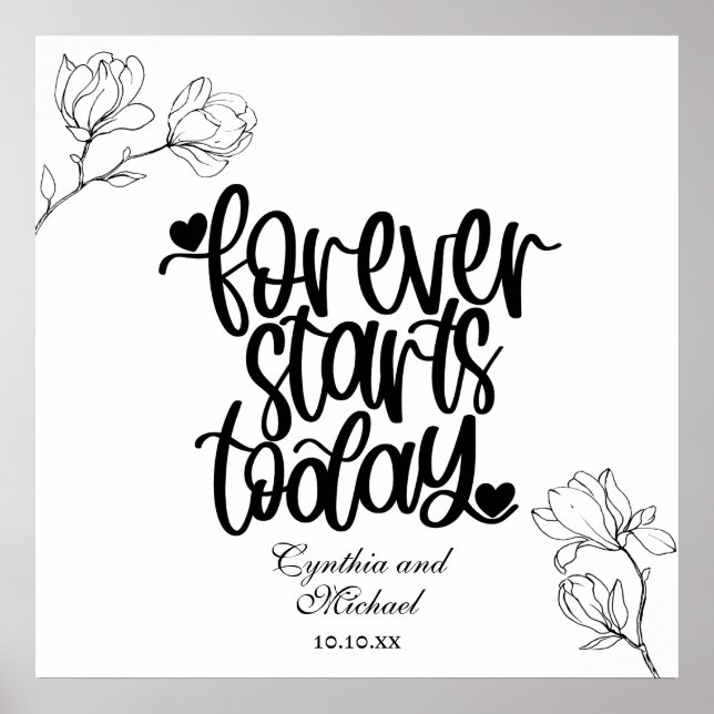 Póster Para siempre empieza hoy Magnolia Line Art (Frente)