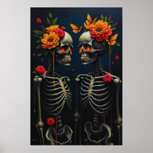 Póster Para siempre en flor: Amantes del esqueleto con al