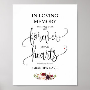 Póster Para siempre en nuestro corazón Rótulo conmemorati