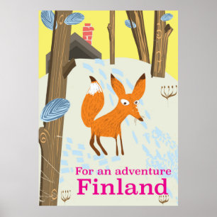 Póster Para un afiche de viaje retro de Adventure Finland