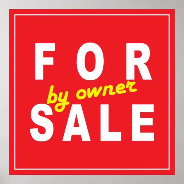 Póster PARA VENTA por el propietario RÓTULO amarillo rojo (Frente)