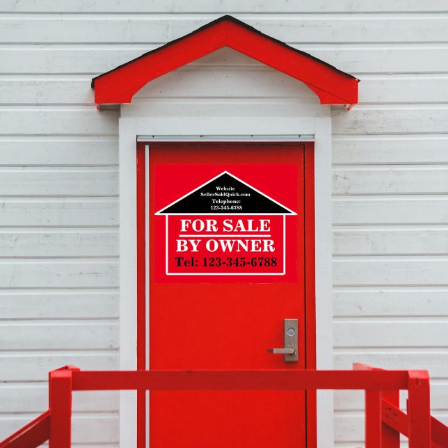 Póster PARA VENTA POR PROPIETARIO Personalizado Inmobilia (Sell it fast with a bold "FOR SALE BY OWNER" sign. Customized Sale, Rent or Lease posters available.)
