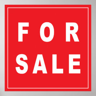 Póster PARA VENTA RÓTULO blanco rojo