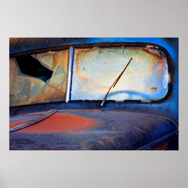 Póster Parabrisas de un viejo camión oxidado (Frente)