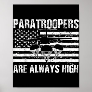 Póster Paracaidista Bandera Estadounidense Soldado del Ej