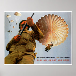 Póster Paracaidista británico ~ Sus necesidades son las p