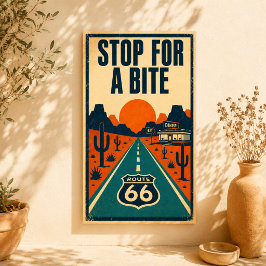 Póster Parada de la Ruta 66 Para Un Bocado Diner del Desi