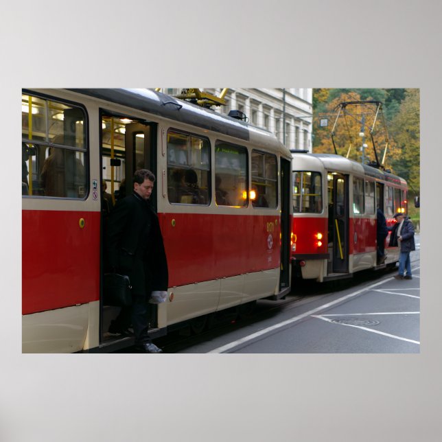 Póster Parada De Tranvía El Día De Otoño (Frente)