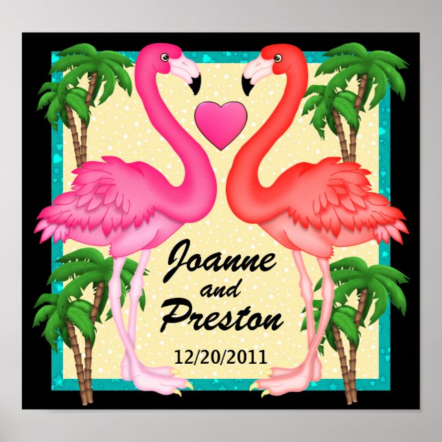 Póster Paradise Flamingo Love Poster (Frente)
