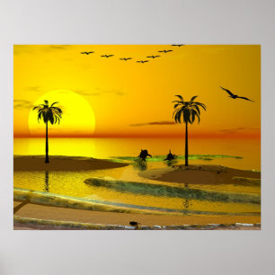 Póster Paradise Shore Sunset