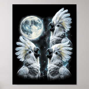 Póster Paraguas Atoo Aullando En La Luna Retro Parrot 90s