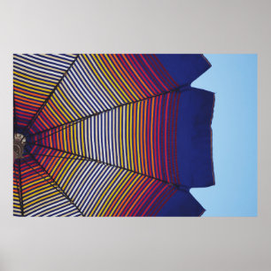 Póster Paraguas azul y multicolor