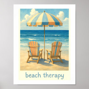 Póster Paraguas de Acuarela de Silla Adirondack Terapia d