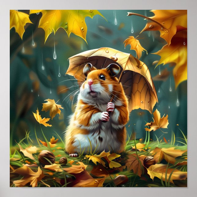 Póster Paraguas de Hamster y Leaf (Frente)