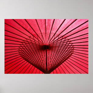 Póster Paraguas de papel de aceite rojo