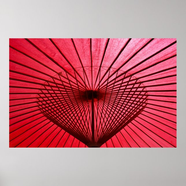 Póster Paraguas de papel de aceite rojo (Frente)