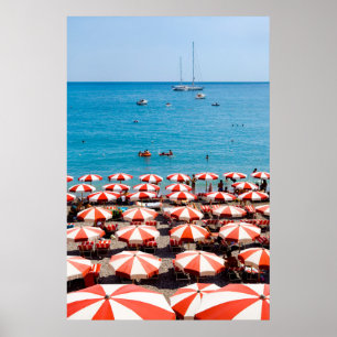 Póster Paraguas en la costa de Amalfitan