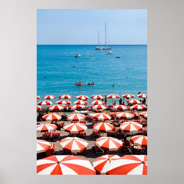 Póster Paraguas en la costa de Amalfitan (Frente)