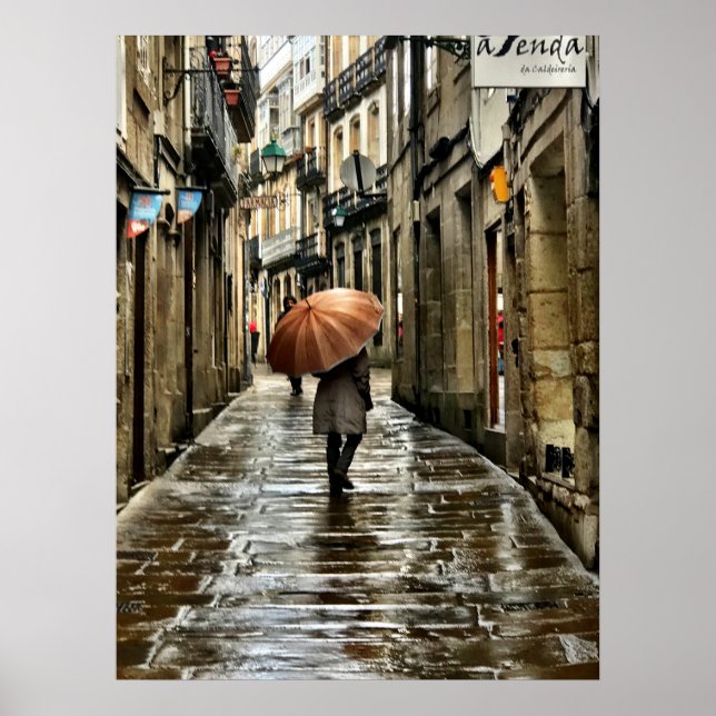 Póster Paraguas en las calles de Santiago de Compostela (Frente)