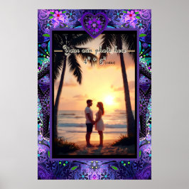 Póster Paraguas morados y corazones .7