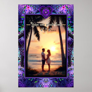 Póster Paraguas morados y corazones .7