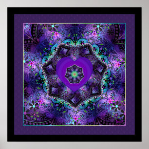 Póster Paraguas morados y corazones .7