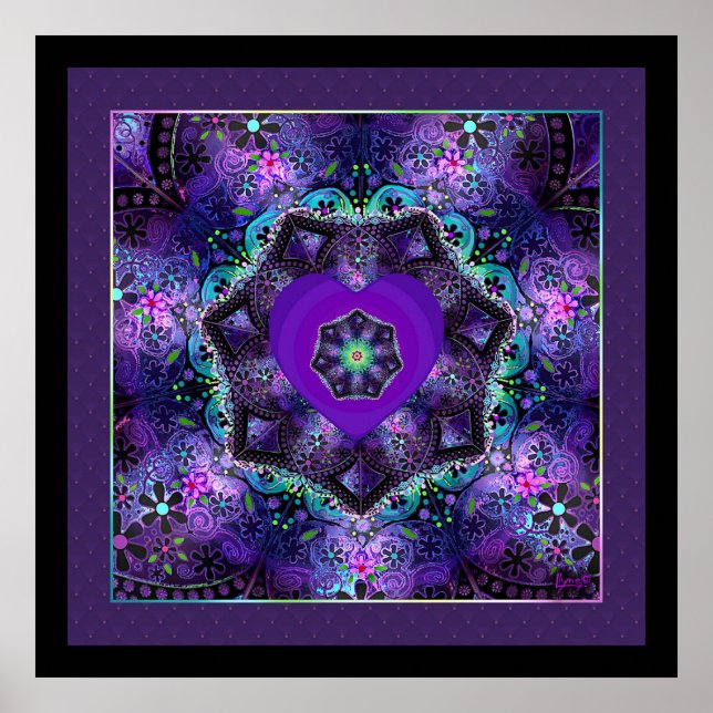 Póster Paraguas morados y corazones .7 (Frente)