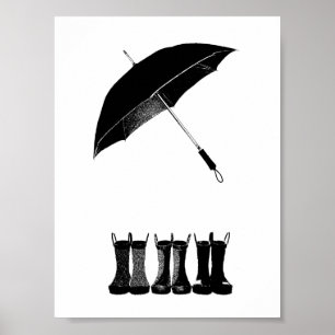 Póster Paraguas y boots