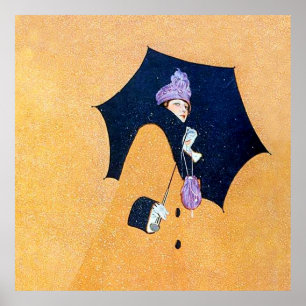 Póster Paraguas y nieve por C Coles Phillips