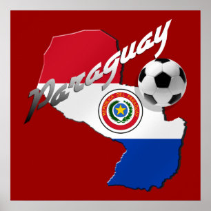 Póster Paraguay flag soccer ball map of Paraguay gifts
