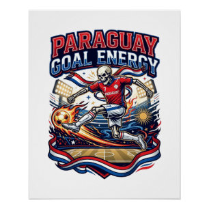 Póster Paraguay Gol Energía Esqueleto Delantero Naciones
