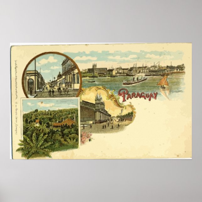 Póster Paraguay, Vintage (Frente)