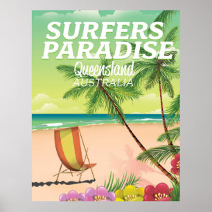 Póster Paraíso de los surfistas de Queensland Australia