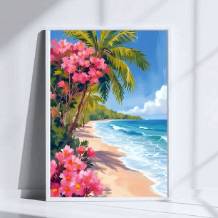 Póster Paraíso de Playa Tropical   Pintura del Océano