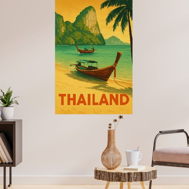 Póster Paraíso de playa vintage en Tailandia (Salón 3)