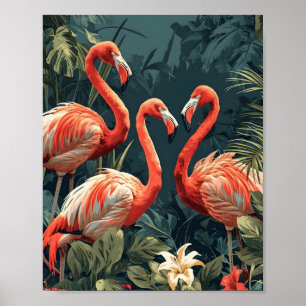 Póster Paraíso del Flamingo Tropical
