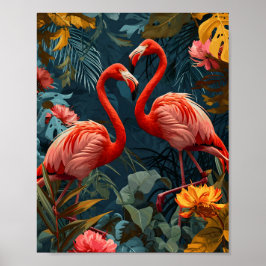 Póster Paraíso del Flamingo Tropical