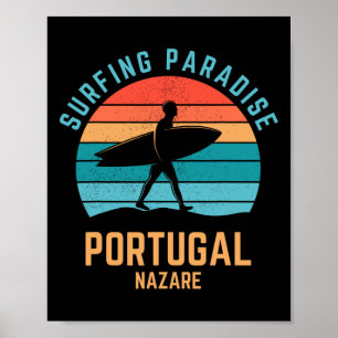 Póster Paraiso del Surf Portugal Nazare Vintage 70s Retro