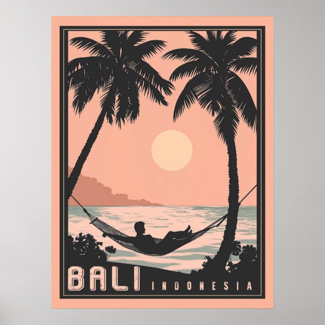 Póster Paraíso encontrado: Bali en rosa vintage (Frente)
