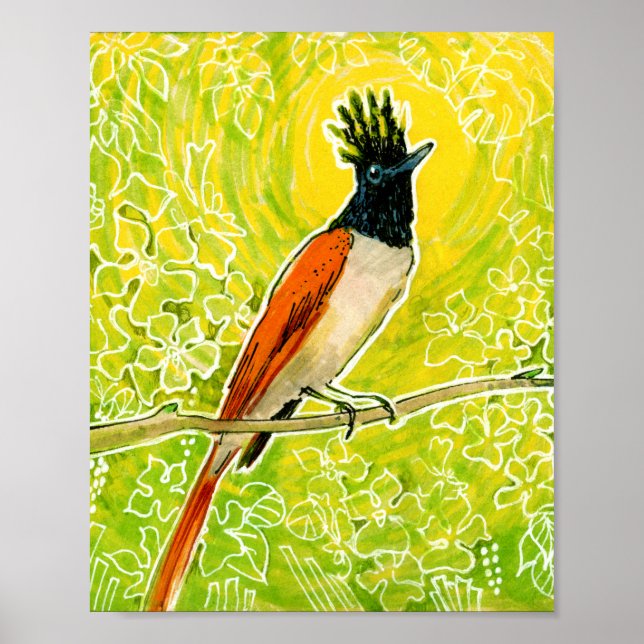Póster Paraíso indio Flycatcher Amarillo tropical (Frente)