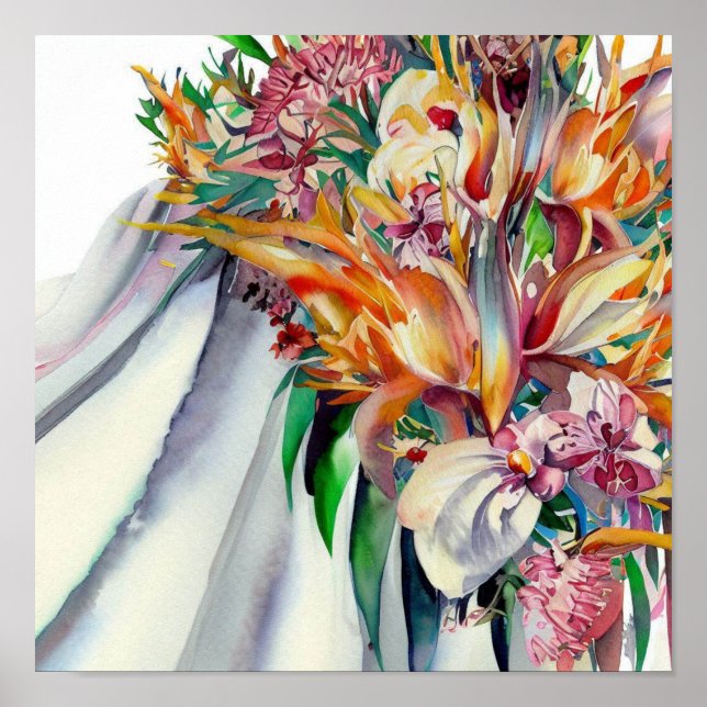 Póster Paraíso tropical, Bouquet de cascadas nupciales (1 (Frente)