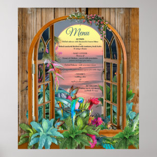 Póster Paraíso tropical de flores al atardecer