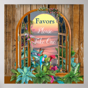 Póster Paraíso tropical de flores al atardecer